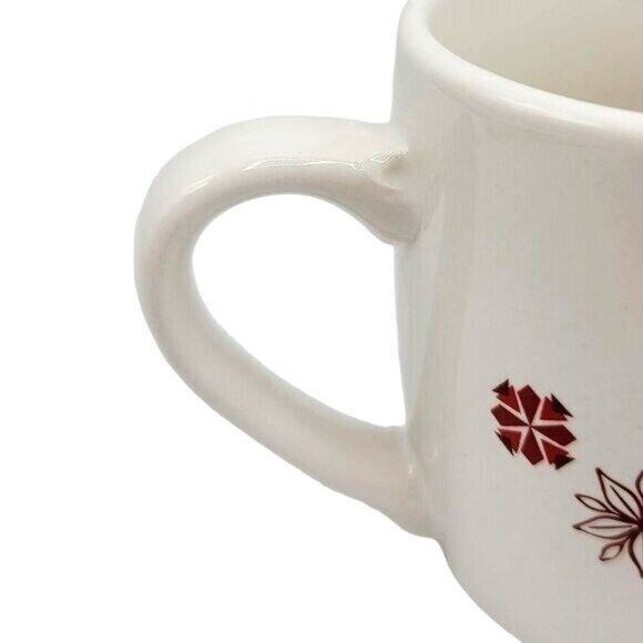 Starbucks Holiday Mugs Red Gold 11oz Snowflake Floral Poinsettia Winter Set of 2 - Picture 4 of 12